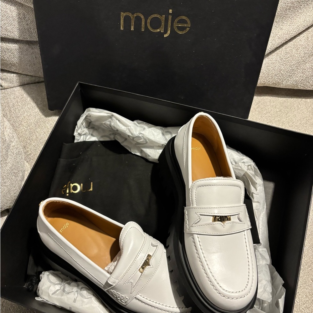 Maje White Leather Loafers for Women